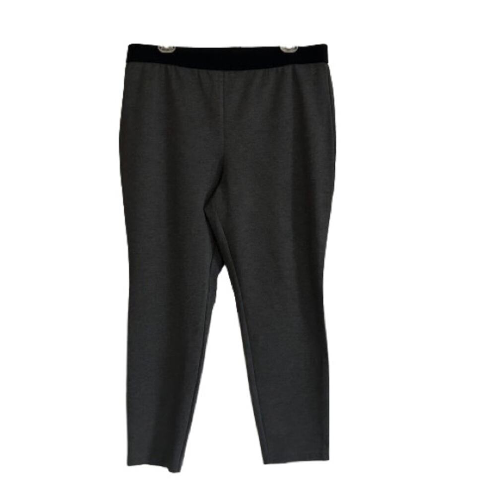 Talbots Pants Soho Gray Black Elastic Waist Pull On Ponte Ankle Pants Size 16